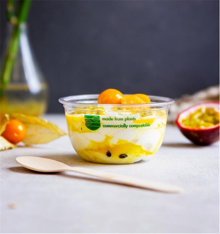 Transparenter PLA Becher Serie 96 Ø9,6cm 360ml für Joghurt, Salate und kalte Desserts