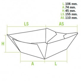 Pappe Pommesschale 350ml 15,6x13,2x3,6cm (1.000 Einh.)
