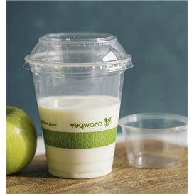 Flache Kuppel Deckel für Kompostierbar PLA Suppenbecher "Bella pot" Transparent Ø9,6cm (1000 Stück)