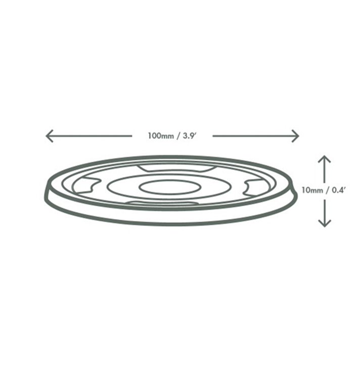 PLA Flachdeckel Serie 96 ohne Loch für kalte Becher und Behälter