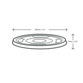 Deckel für Kompostierbar PLA Suppenbecher "Bella pot" Transparent Ø9,6cm (1000 Stück)