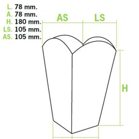 Medium Popcorn box weiß 90gr. 7,8x10,5x18cm (50 Einh.)