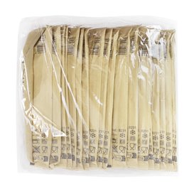 Bambus Besteckset Gabel, Messer und Serviette 17cm (288 Stück)