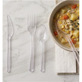 Wiederverwendbares PS Besteckset Gabel, Messer, Löffel, Teelöffel und Serviette (500 Stück)