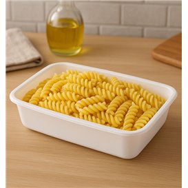 Weißer Rechteckiger PP Behälter 500ml 17,4x11,6x4,3cm (25 Stück)