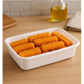 Weißer Rechteckiger PP Behälter 500ml 17,4x11,6x4,3cm (25 Stück)