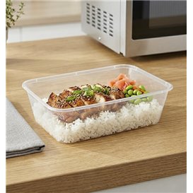 Transparenter Rechteckiger Kunststoffbehälter aus PP 650ml 17,3x11,9x5,1cm (50 Stück)