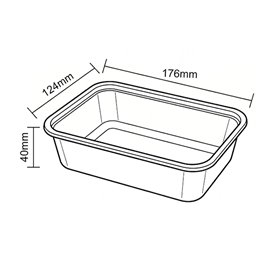 Rechteckiger PP Kunststoffbehälter 500ml 17,3x11,9x3,9cm (500 Stück)