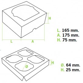 Cupcake Box für 4-Cupcake 17,3x16,5x7,5cm pink (140 Einh.)