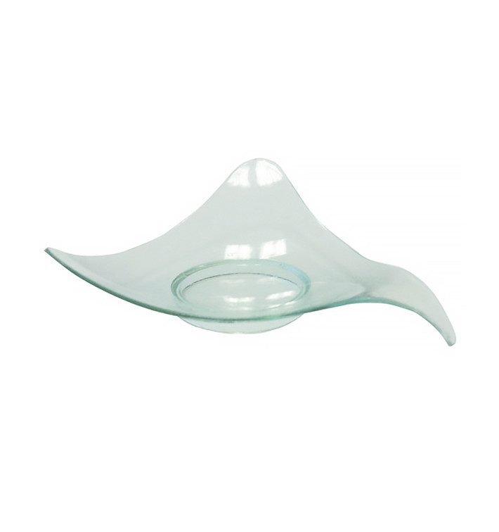 Transp. Plastik Teller Dreieckig mit Anfasser 8cm Transp. Plastik Teller Dreieckig mit Anfasser 8cm