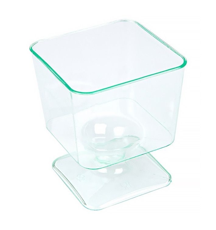 Transp. Grün Plastik Gläser Quadrat mit fuß 60 ml Transp. Grün Plastik Gläser Quadrat mit fuß 60 ml