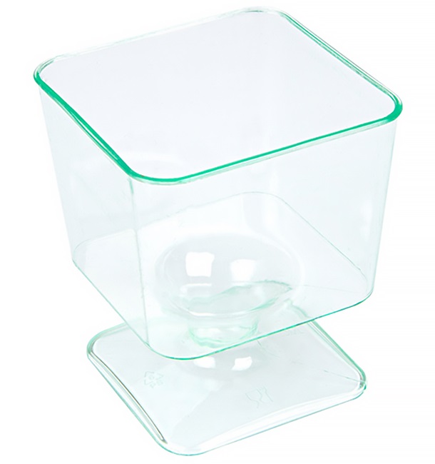 Transp. Grün Plastik Gläser Quadrat mit fuß 60 ml 