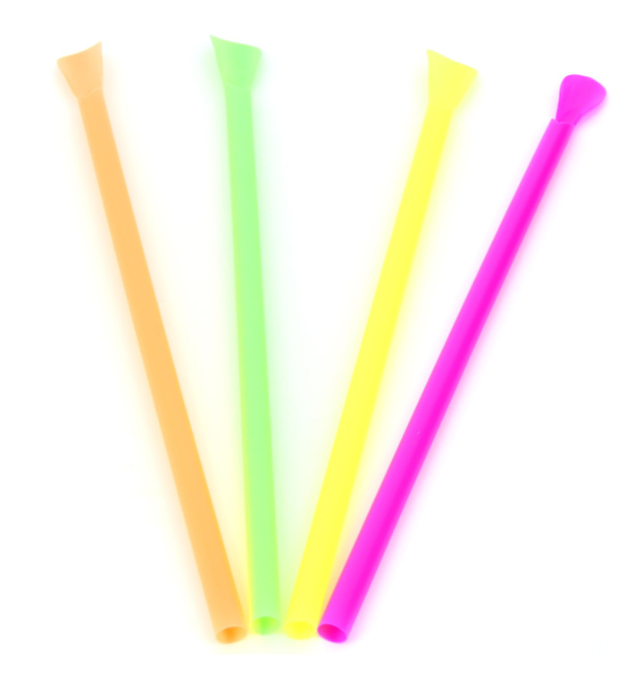 Trinkhalme mit Löffel starr 4 Farben Ø6mm 20cm Trinkhalme mit Löffel starr 4 Farben Ø6mm 20cm
